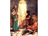 Daniel protected from the lions by an angel